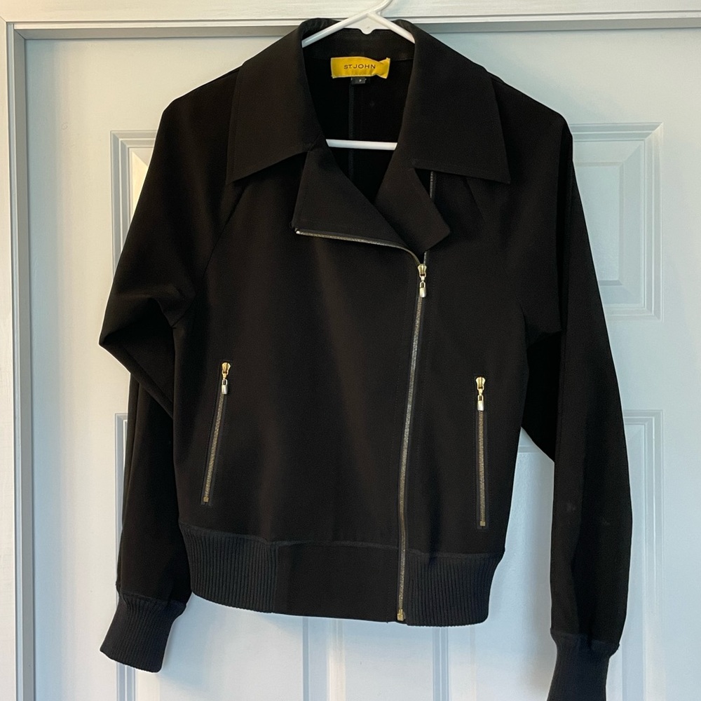 ST. JOHN black jacket with gold zippers